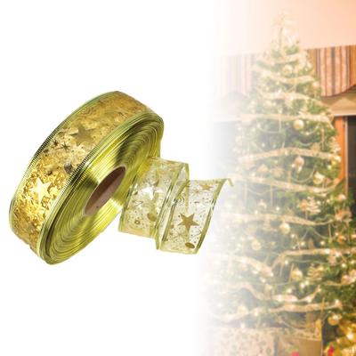 Christmas Ribbon Durable Wired Glitter Decorative Gifts Wrapping Xmas Ribbons for DIY