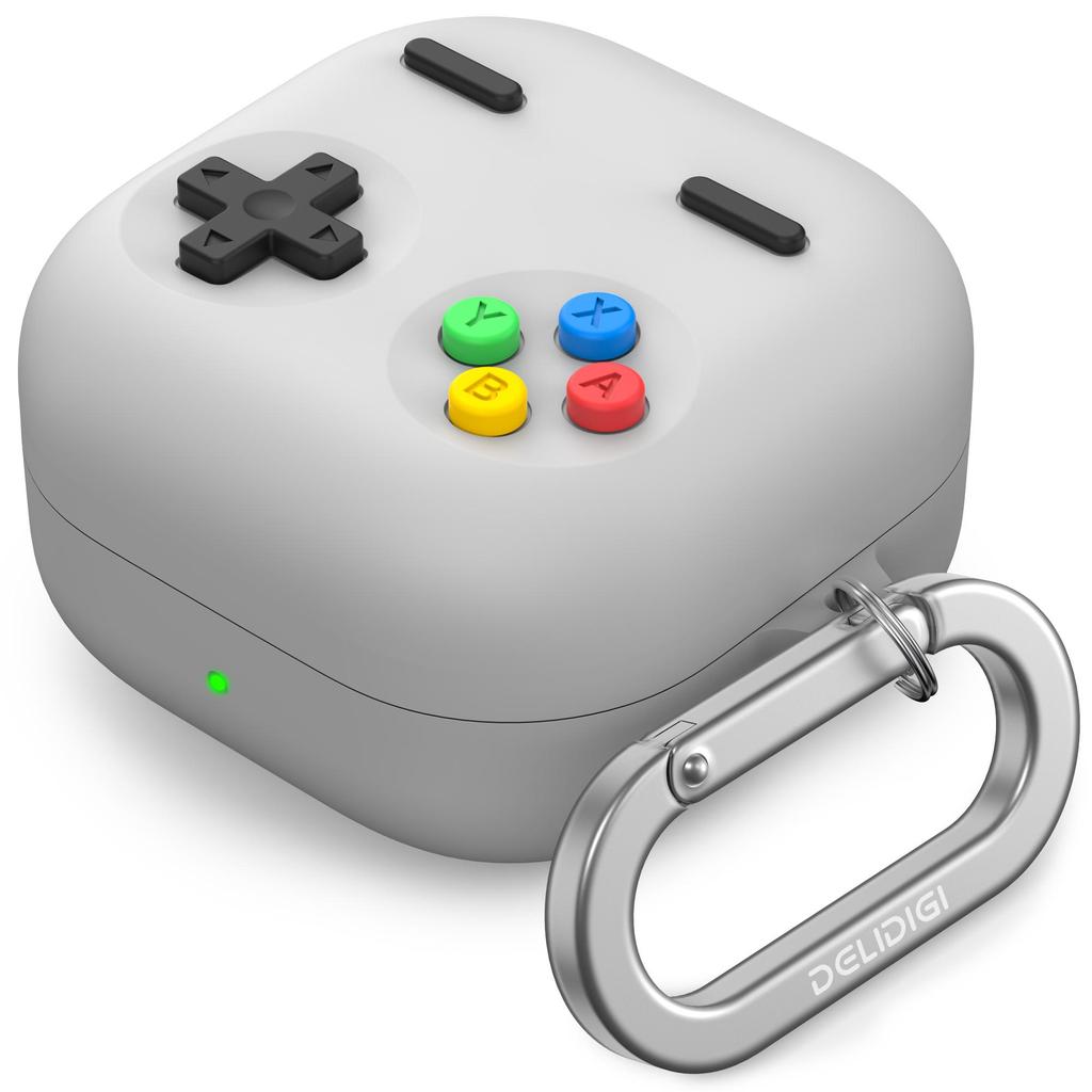 Retro Game Silicone Case for Galaxy Buds4 Buds4 Pro Shockproof Cover with Carabiner