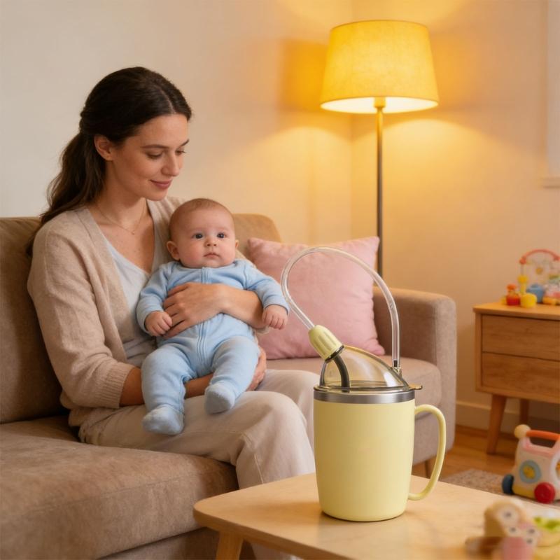 Practical 350ml Health Drinking Vessel With Angled Straw And Tight Cover For Rehabilitation And Specific Requirements