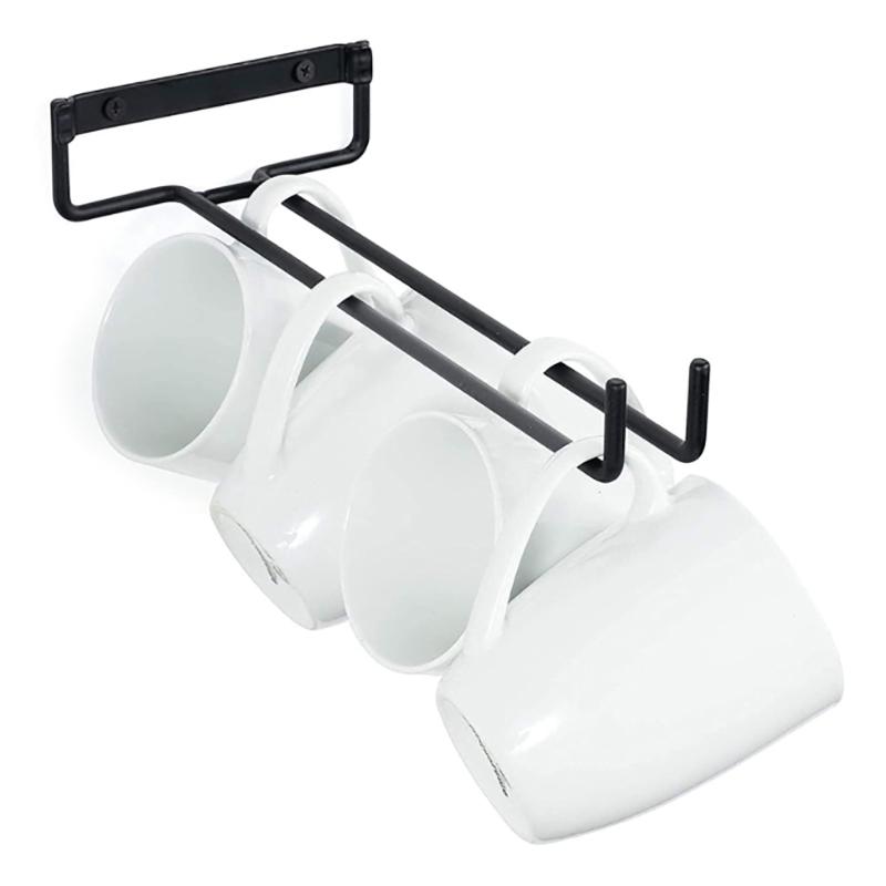 Nástěnný držák na sklenice Vysoce kvalitní černý železný závěsný stojan na poháry Sklenice na víno Bar