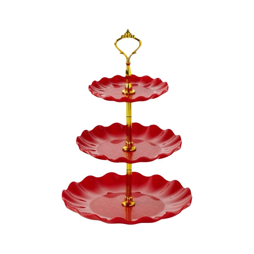 Luxury Snack Plate Three-layer Plastic Cake Tray Nordic Style Birthday Decoration Wedding Display Shelf for Hotel Living Room