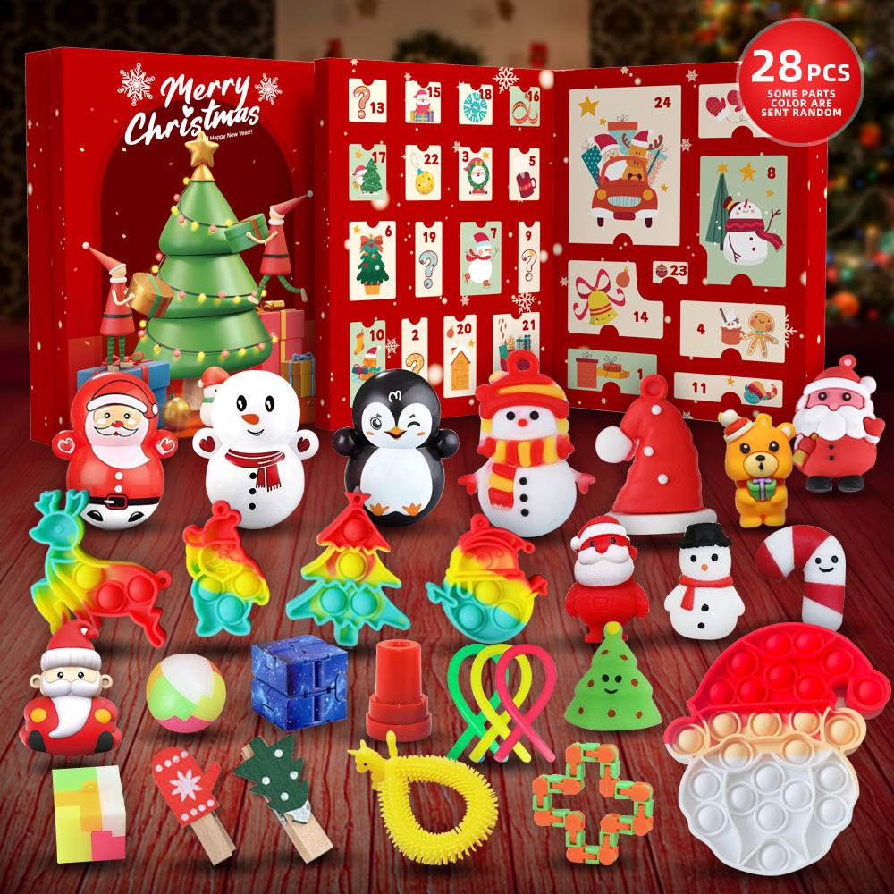 2026 New Christmas Advent Calendar 24 Days Countdown Blind Box Fun Hole Punch Toy Stress Relief Fidget Toy Holiday Surprise Gift for Kids