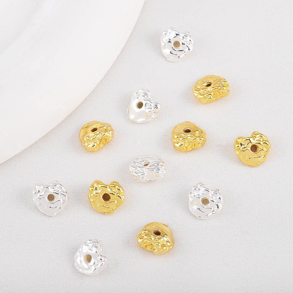 5Pcs 8x8.4mm 18K Gold Color Plated Irregular Lava Shape Charms Beads Copper for DIY Necklace Bracelet Jewelry Making Accessories