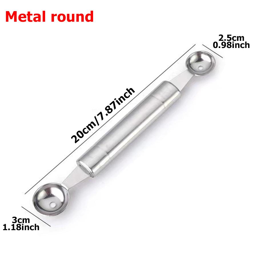 

2pcs Double-Headed Metal Fruit Baller Spoon Multi-use Fruits DIY Carving Tool for Watermelon Melon Pitaya Easy Scoop for Dessert