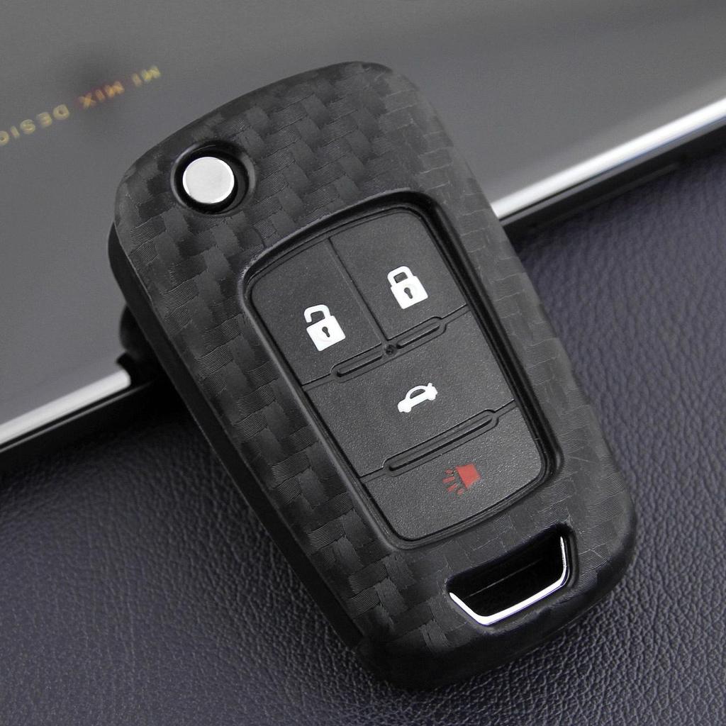 Carbon Fiber Silicone Key Cover for Buick Excelle 15T/18T & Chevrolet Folding Key