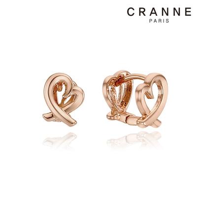 14K Line Heart One-Touch Earrings (Gold Filled) C24EGF153
