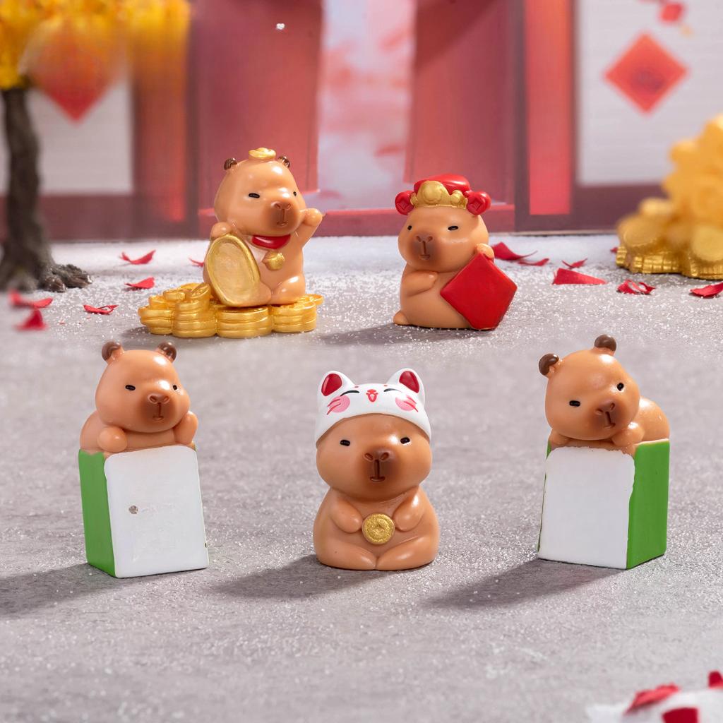 Micro Landscape Cute New Year Fortune Capybara Capibara Figure Decoration Desktop Car Accessories