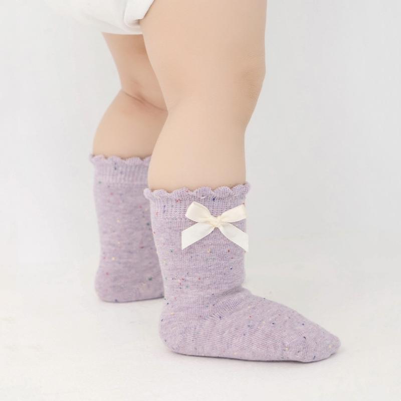 Baby Girls Princess Knitted Bowknot Socks Soft Toddler Girls Knee High Socks Cotton Infant Newborn Girls Long Tube Stockings