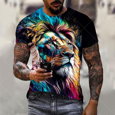 Men's Lion T-shirt Fashion 3d Printed T Shirt Animal Pattern Short-sleeved Streetwear Tees Summer  T-shirt