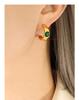 C-shaped Green Zirconia Earrings in 18K Gold-Plated Titanium Steel - European & American Style Fashion Accessory