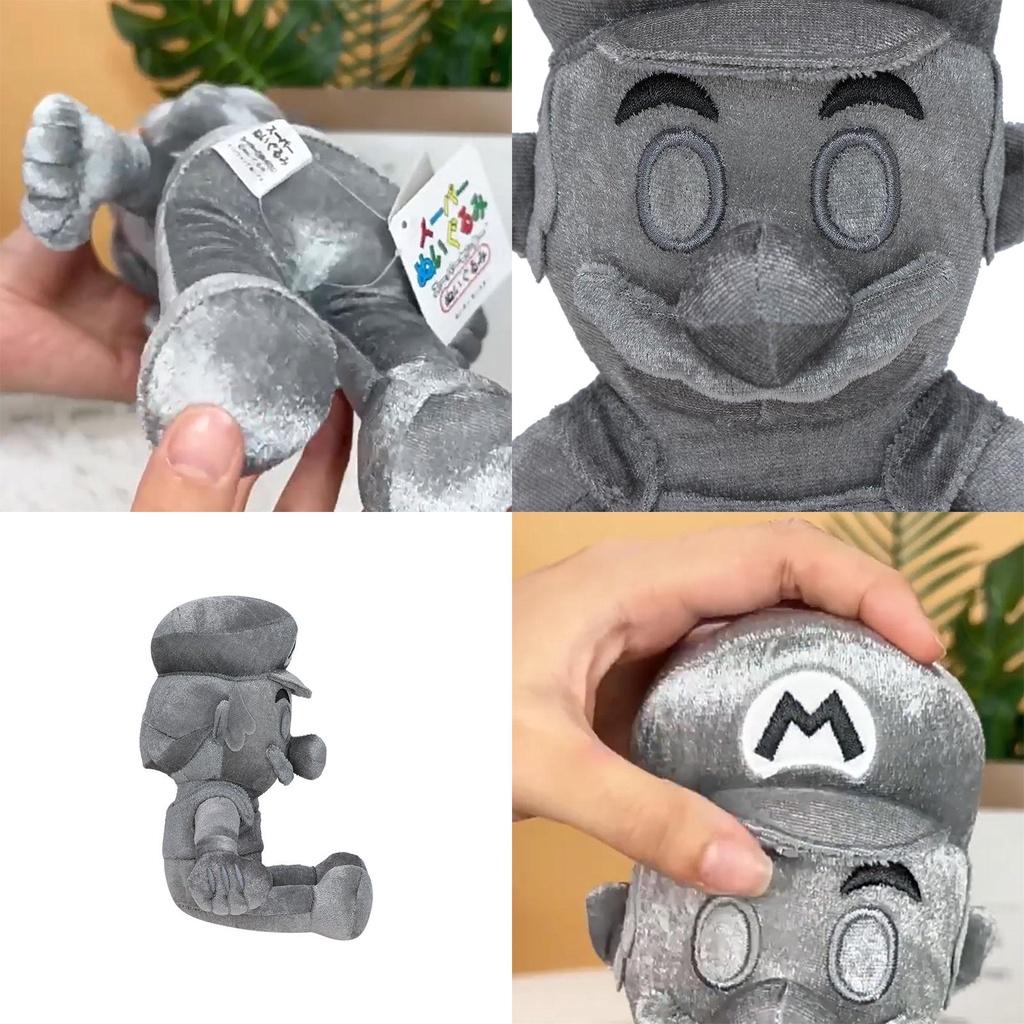 Pelúcia Super Mario 28cm Mario Prata Posição Sentada Mario de Metal Atacado