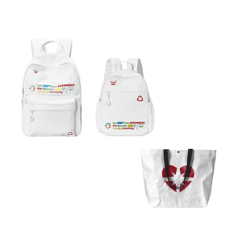 FINITE LOOP Recycled Polyester Backpack Unisex White K1021-X