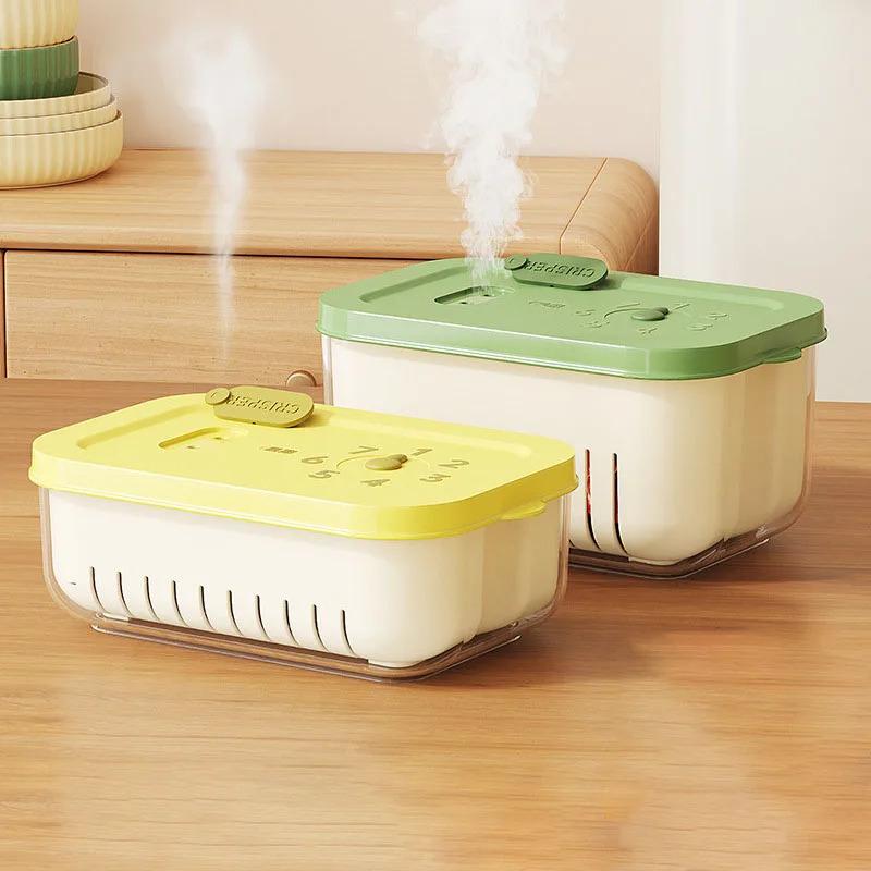 Refrigerator Sealed Box for Vegetable Fruit Crisper Box with Drain Basket Double-layer Food Organizer Containers Reusable Case