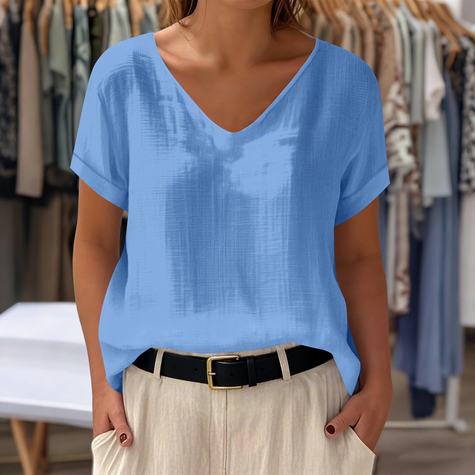 Women s Fashion Casual -Color Top XXL