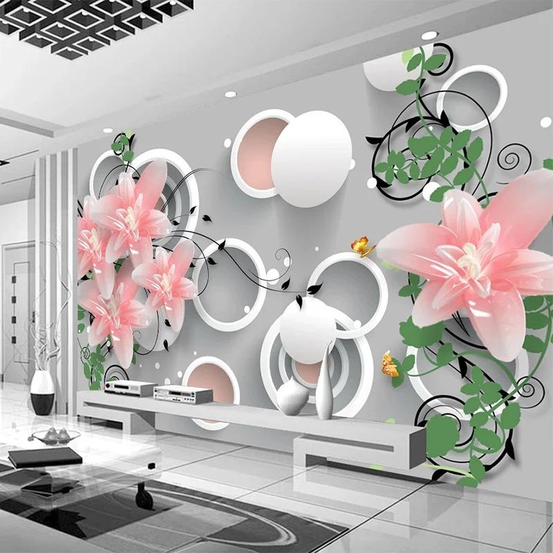 Moderne Blumen 3d Wallpaper Ball Kreis Wandmalereien Wohnzimmer Tv Schlafzimmer Home Decor Wandbild