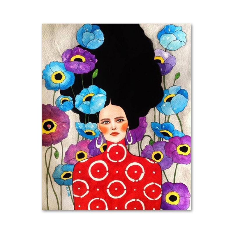 Abstract Style Girl Portrait Canvas Paintings Modern Figure Posters Prints Wall Art Pictures for Living Room Bedroom Home Decor