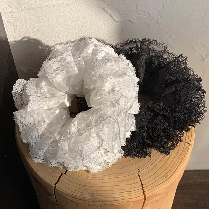 Modische Spitze Haargummis Scrunchies Für Frauen Sanfte Elastische Haarbänder Haaraccessoires Für Verschiedene Frisuren