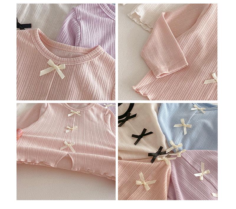 Girls' Bowknot T-shirt - 2026 New Spring Korean Style