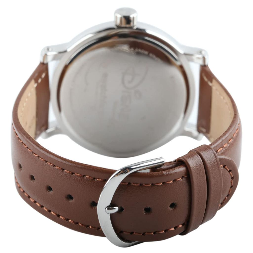 Disney Mickey Mouse Watch Black Band Brown Leather Men's