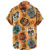 Kurzarm Hawaiihemd 1D-Druck Rosen- und Totenkopfmuster bequemes trendiges Oberteil