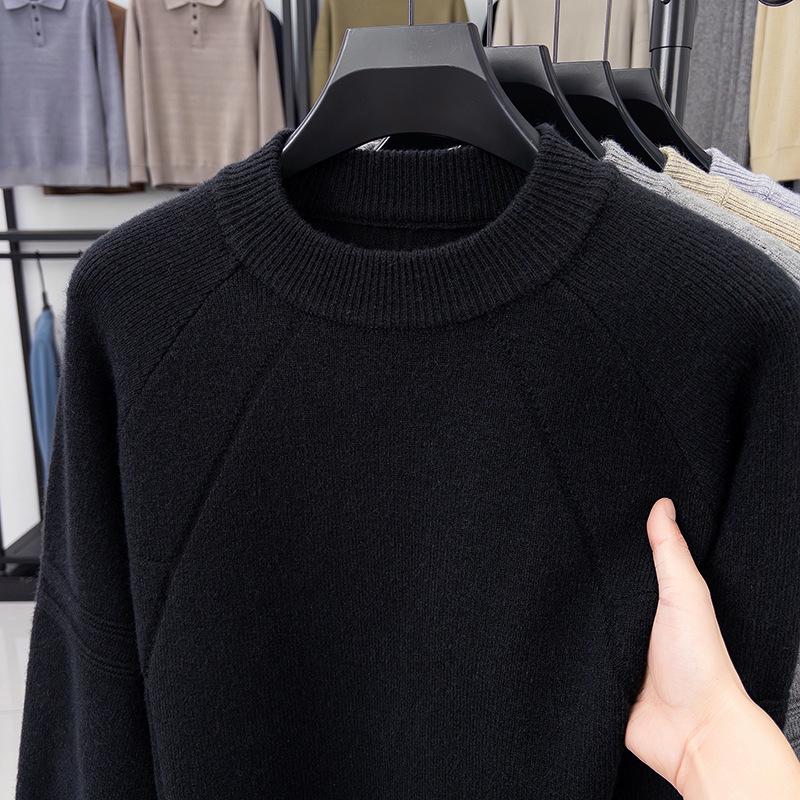 Men's Trendy Loose Fit Round Neck Sweater - Autumn/Winter 2025 Collection, Simple Solid Color Casual Knit Base Layer