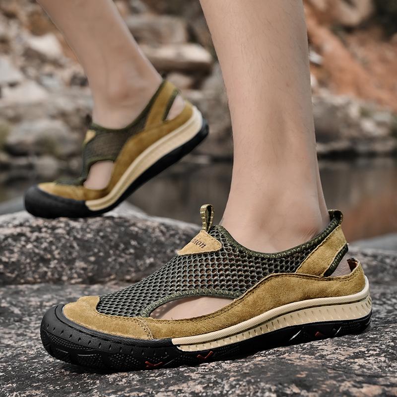 All-match Mesh Dress Shoes Summer Breathable Hollow Out Men Shoes Men Sneakers Soft Flats Hot Sale Summer Casual Walking Shoes