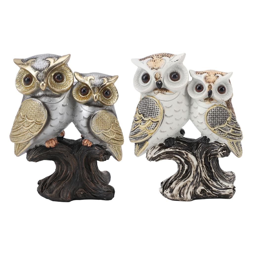 Owl Figurine Resin Lifelike Artistic Decorative Standing Owl Statue Ornament for Garden Living Room