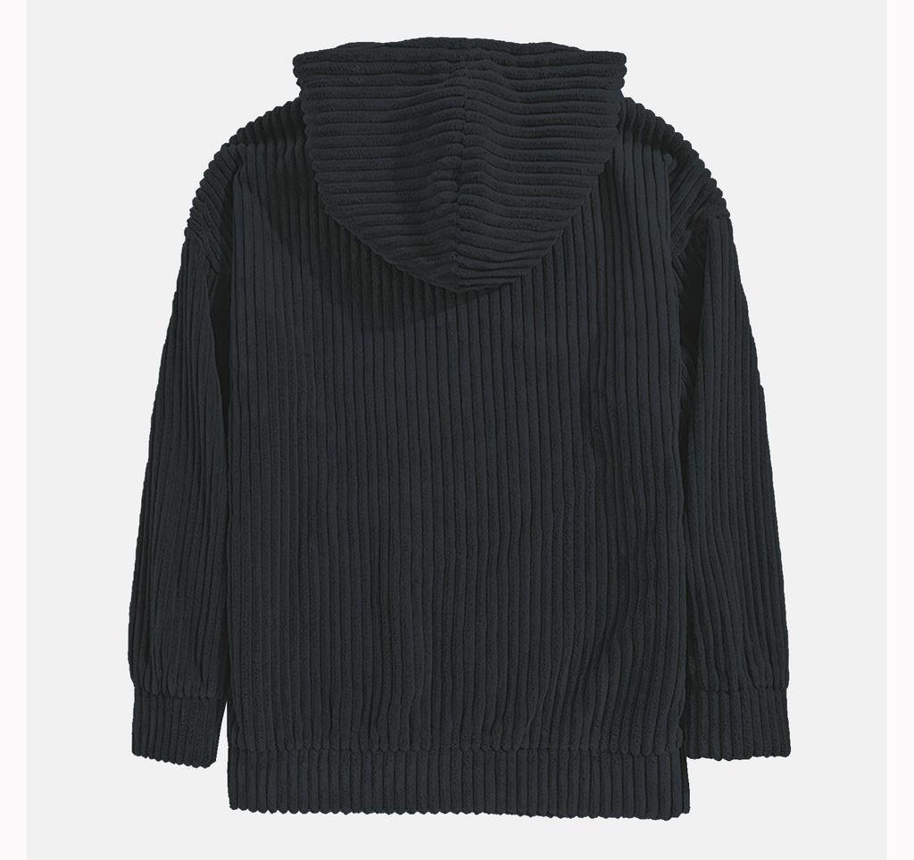 Herren Retro Cord Kapuzenpullover - Dickes Langarm mit Tasche