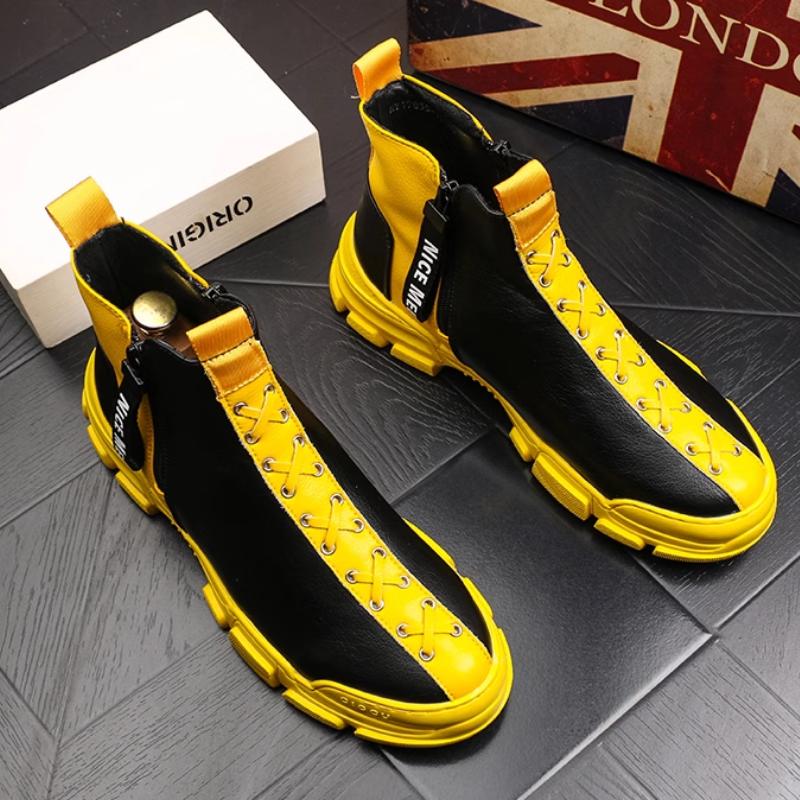 Fashion Men's high - top boots Korean edition set with diamond casual board net red tide b2