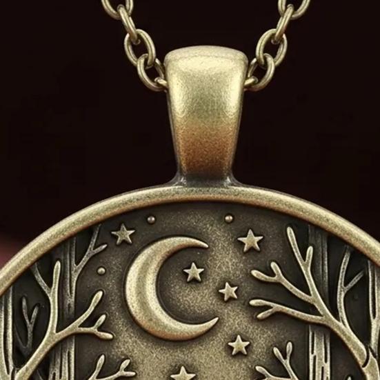 Collana con Pendente Luna Foresta Animale Viaggiatore nella Foresta Pendente Collana Stile Retrò Gioiello Regalo per Amanti della Natura