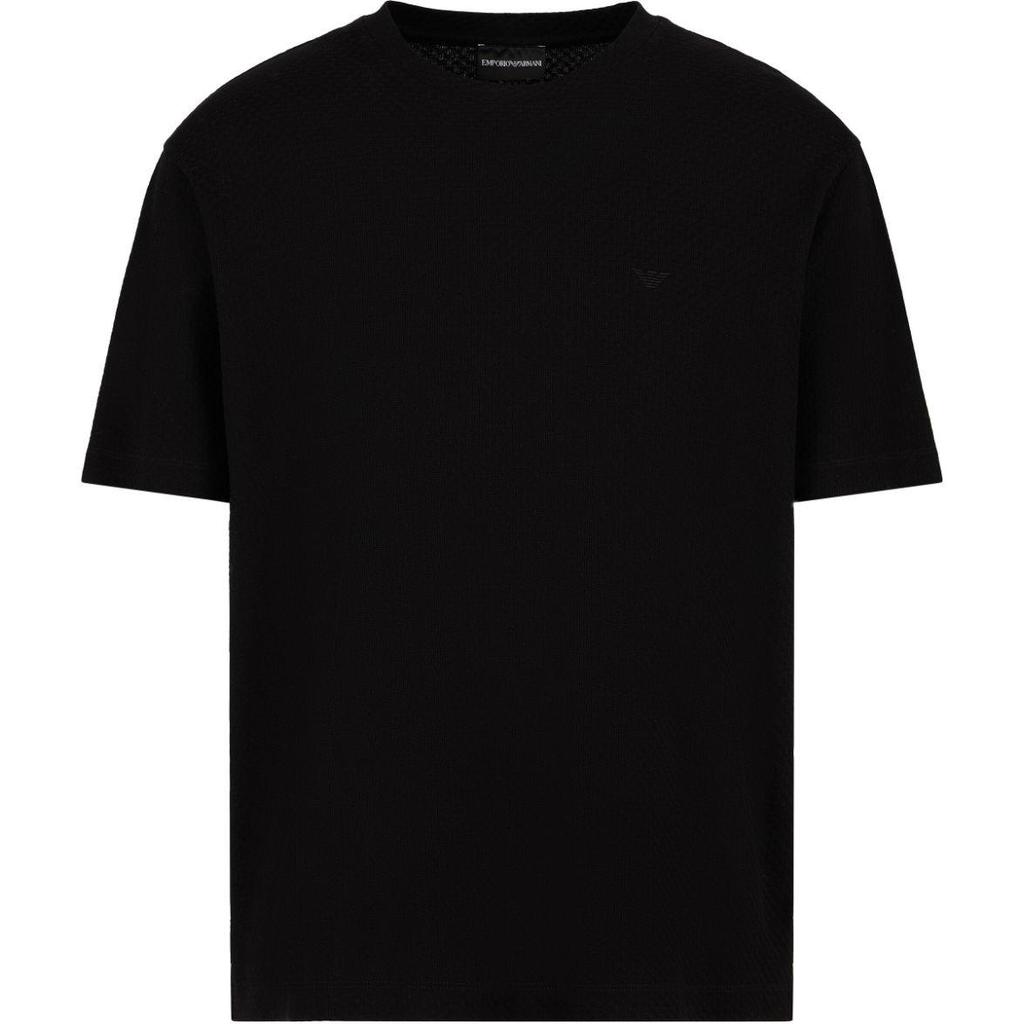 Emporio Armani Solid Color Straight Cut Pullover Round Neck Short Sleeve T-Shirt Men Tops Black 6D1T7P-1JHIZ-0028