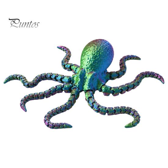 3D Printed Marine Animal Octopus Sea Fidget Toy, Flexible Articulated Tentacle Figurine, Sensory Toy Desktop Decoration with Movable Joints