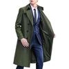 Men Windbreaker Lapel Long Sleeve Double Breasted Mid-Length Coat Solid Color Casual Business Outerwear