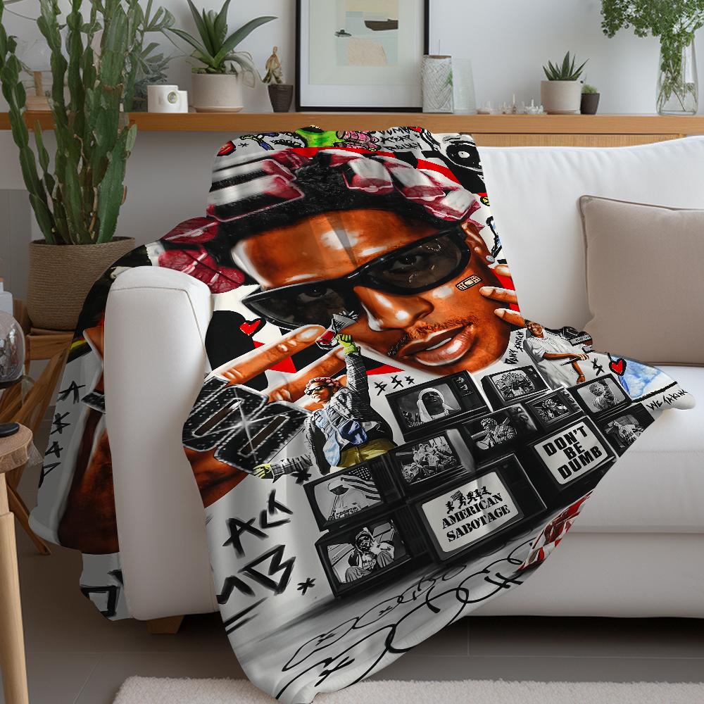 Rapper A-Asap-Rocky Don't Be Dumb Blanket Warm Soft Suitable For Bedroom Sofa Bed Living Room Office Travel Camping Gifts