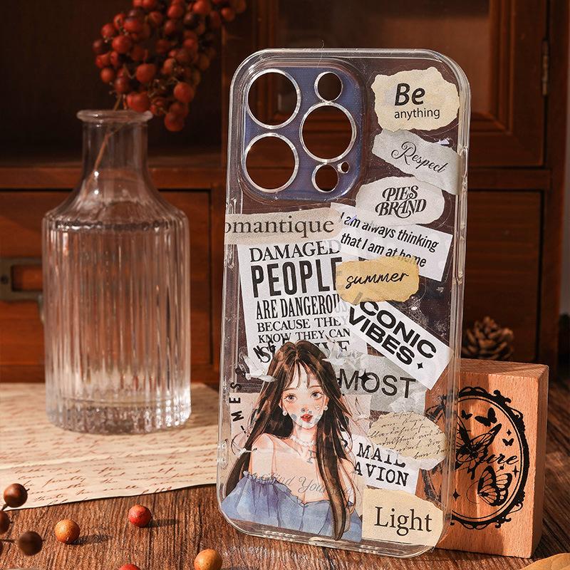 6 Pcs Vintage English Phrase Cut Film PET Stickers Hand Tent Stickers Text Decorative Stickers Aesthetic Sticker Tag