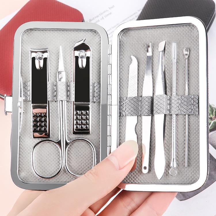 8-Piece Portable Leather Nail Clipper & Manicure Set