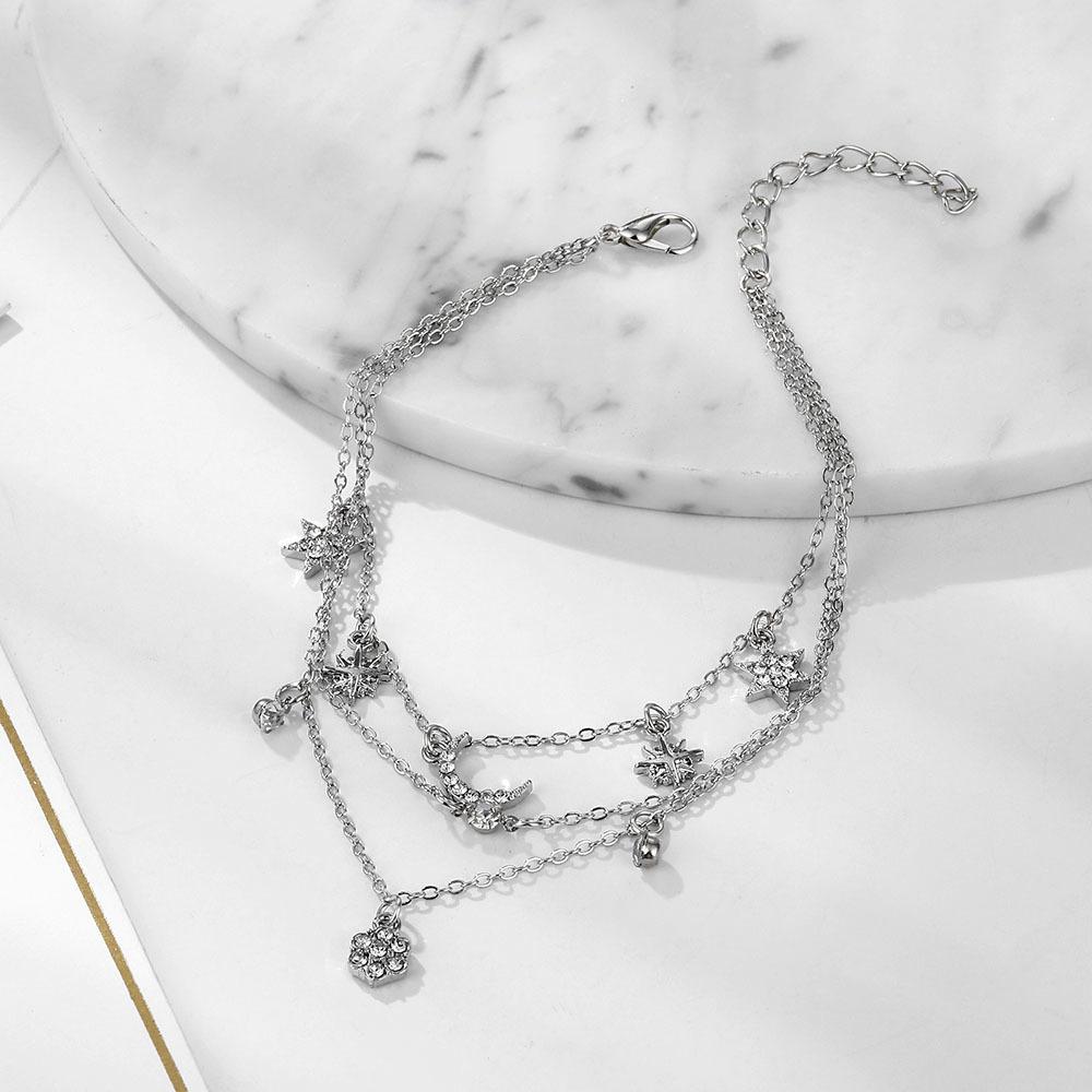 Anklet Retro Bohemian Multilayer Anklet Women's Fashion Sun Pendant Anklet