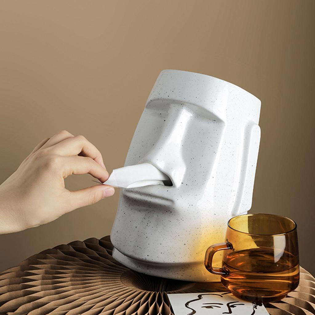 Creative Moai Tissue Holder Box – Decorative Cover Dispenser Facial Paper Easter Island Sculpture