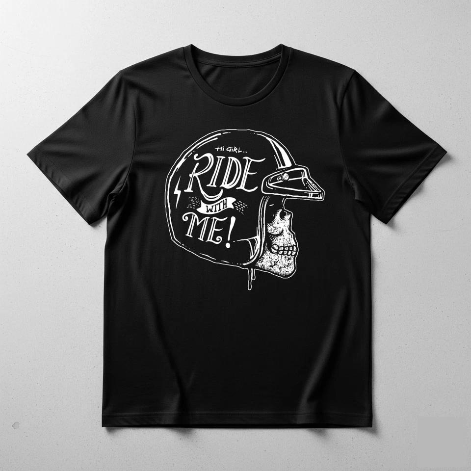 

Biker T Shirt for Men Vintage Motorcycle Graphic Tee top Ride it Skull 160