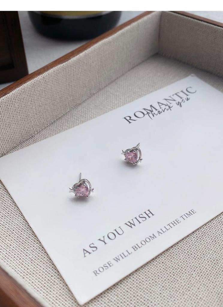 S999 Sterling Silver Zirconia Star & Heart Stud Earrings for Women and Girls - Elegant and Versatile