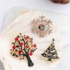 Rhinestone Fashion Jewelry Snowflake Xmas Tree Pins Brooches Christmas Brooch Badges