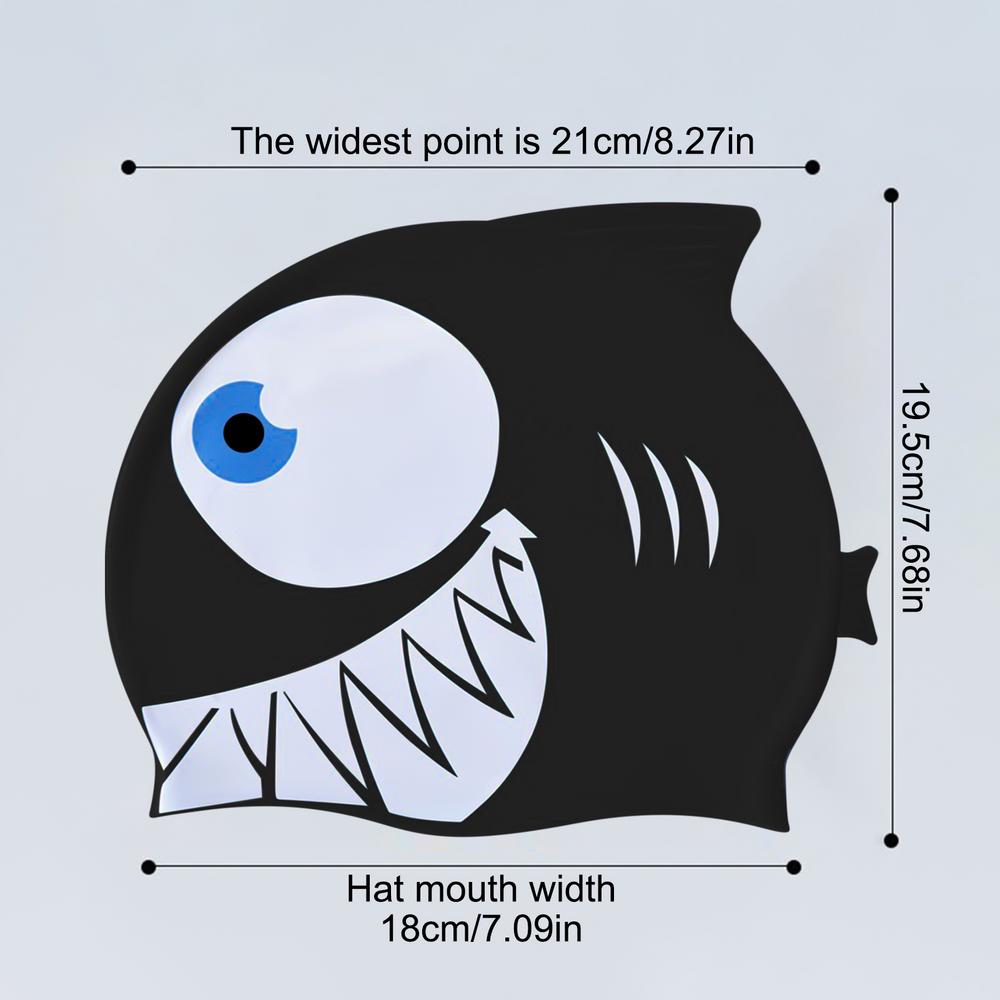 Swimming Caps Swim Hat Cartoon Fish Shark Silicone Waterproof Summer Pool Ear Protector For Girl Boy Baby Kids Children