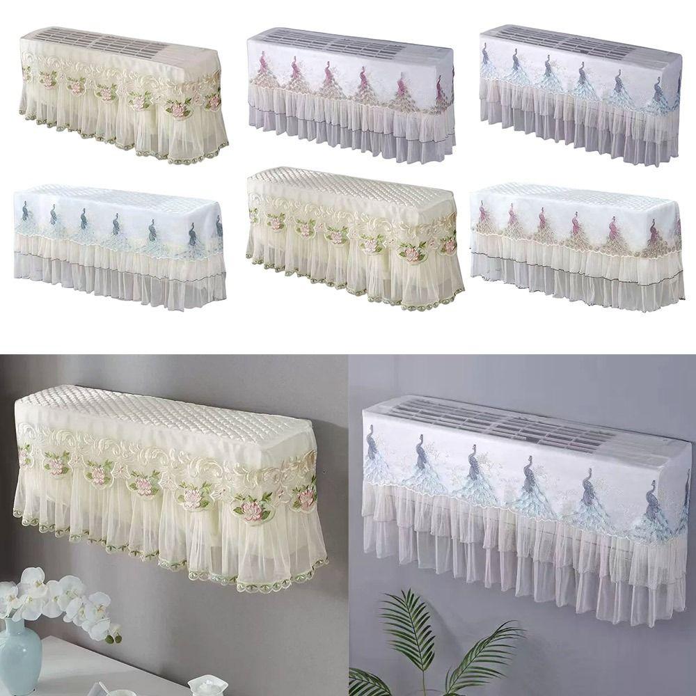 Lace Embroidery Flower Air Conditioner Protective Sleeve Dust-proof Fabric Windshield Curtain
