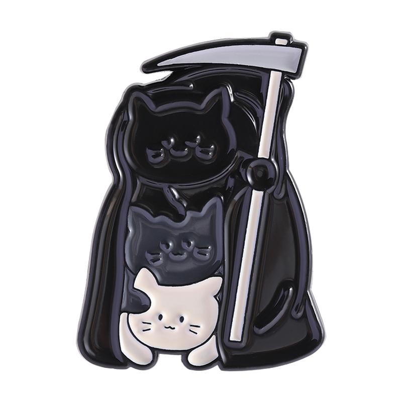 White Ghost With Cat Enamel Pins Spooky Pumpkin Skull Boo Kitten Halloween Brooches Lapel Badge Jewelry Gifts for Friends