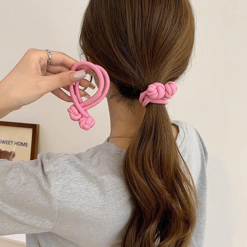 Rubber Chinese Knot Hair Rope Solid Color Korean Rubber Band Sweet Elastic Hair Ring  Female/Girls