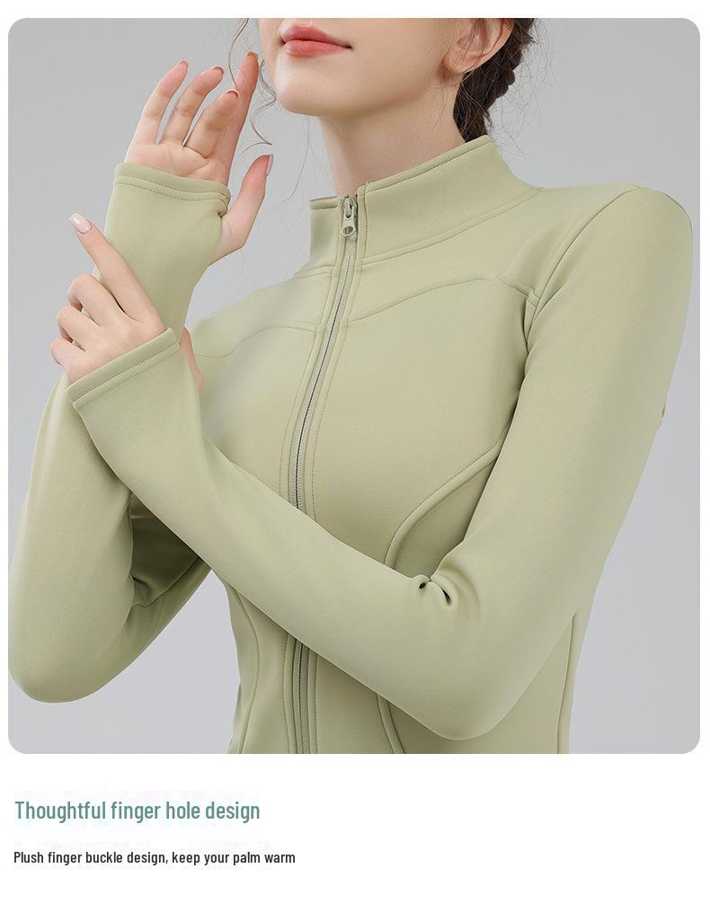 Jachetă de catifea cu guler înalt și fermoar: Sporturi de iarnă și Fitness Mânecă Lungă Slim Fit