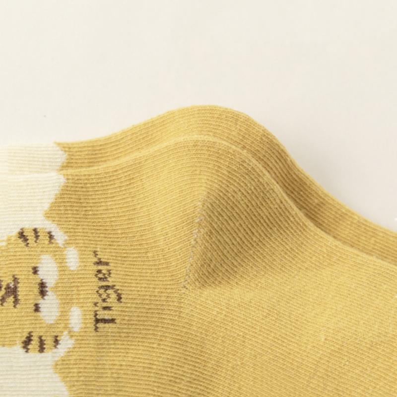 5Pairs/Set Baby Socks Spring Autumn Toddler Boys Girls Cute Tiger Middle Tube Socks For Kids Cute Letter Striped Cotton Sock