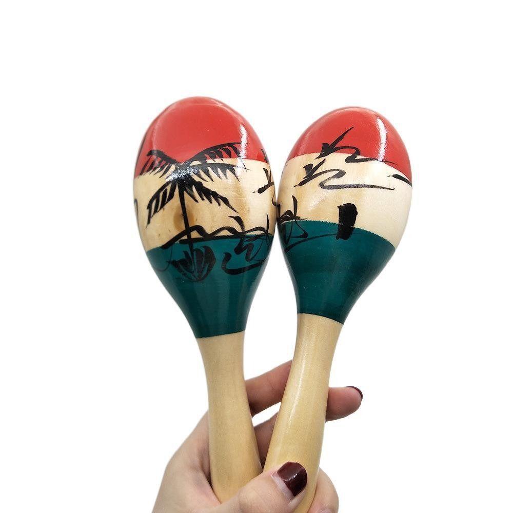1Pair Percussion Instruments Wooden Maracas Wood Orff Instruments High Quality Percussion Shakers