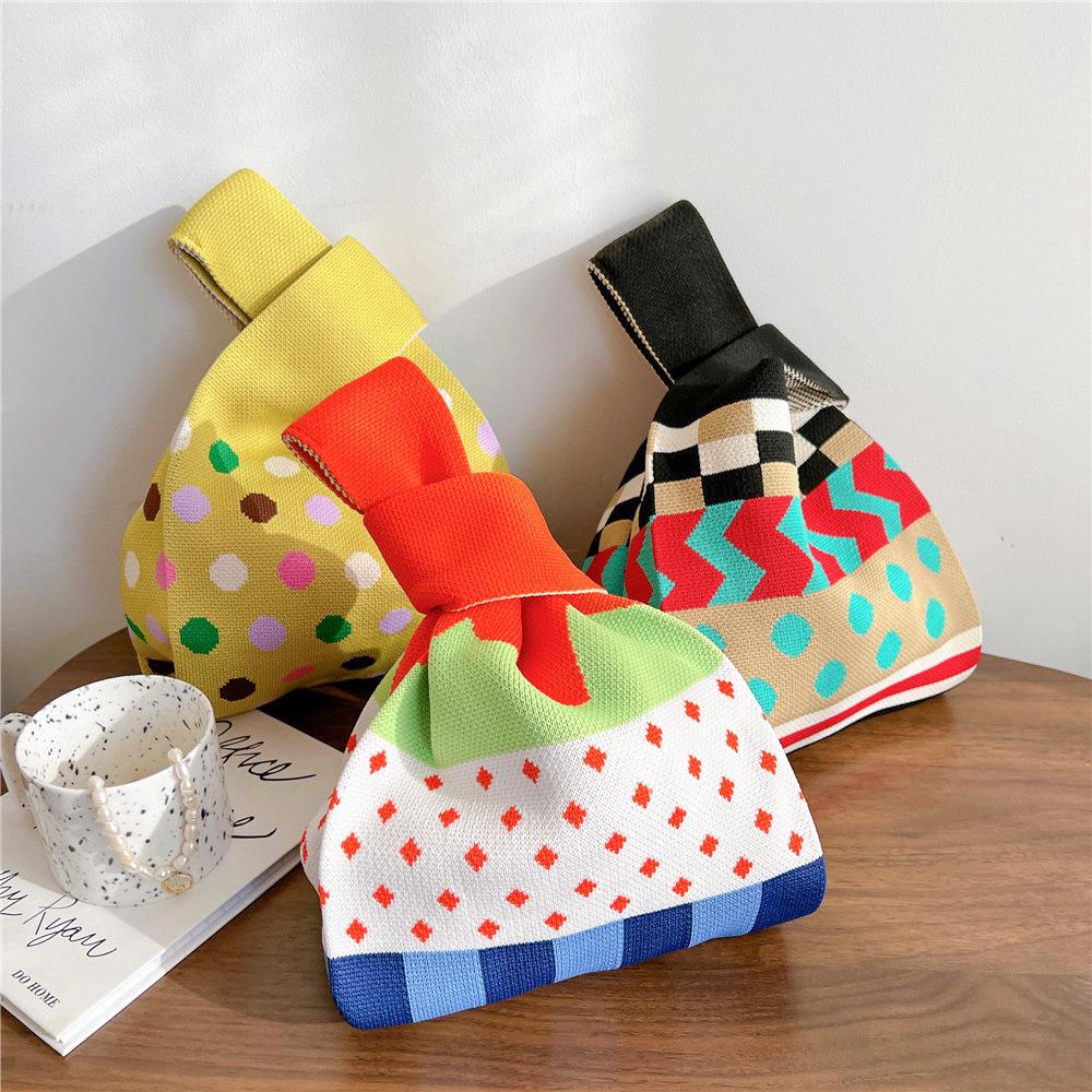 Colorful Polka Dot Knitted Handbag for Women - Versatile, Trendy, and Casual for Any Season