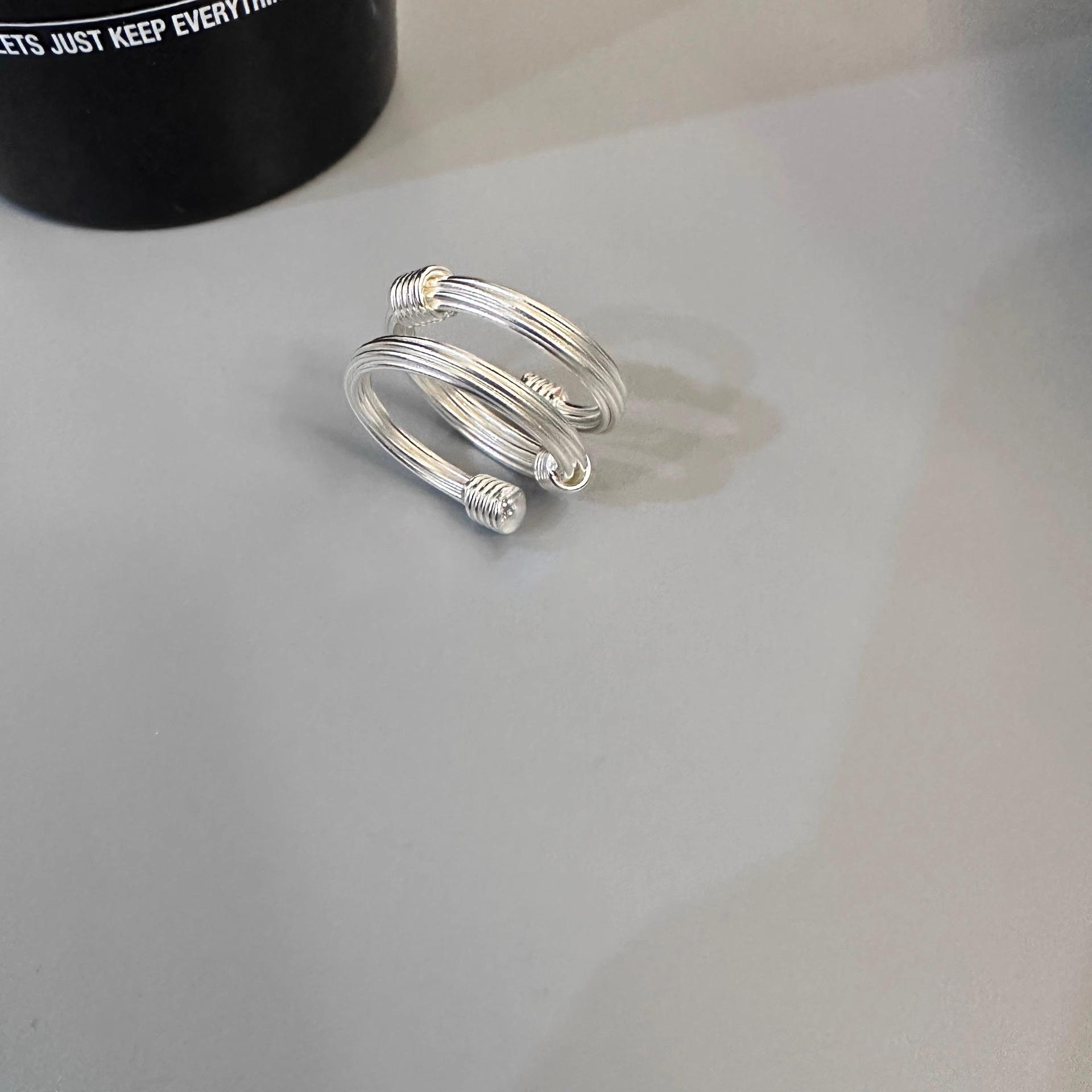 Geometric Twist Threaded Line Ring for Women - Trendy Multi-layer Index Finger Accessory